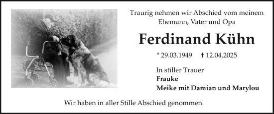 Traueranzeige von Ferdinand Kühn von Sylter Rundschau