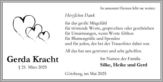Traueranzeige von Gerda Kracht von Umschau