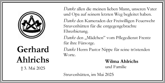 Traueranzeige von Gerhard Ahlrichs von Umschau