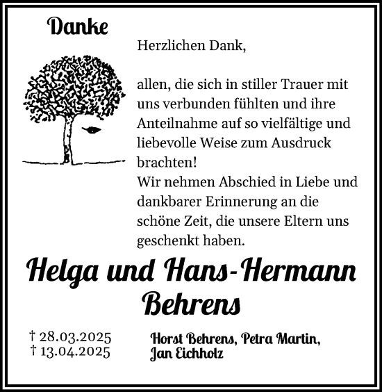 Traueranzeige von Helga Behrens von Norddeutsche Rundschau, Wilstersche Zeitung, Glückstädter Fortuna