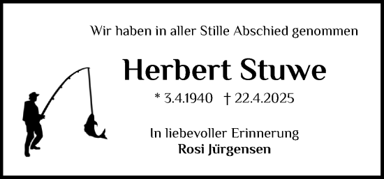 Traueranzeige von Herbert Stuwe von Schleswig-Holsteinische Landeszeitung