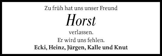 Traueranzeige von Horst  von Sylter Rundschau