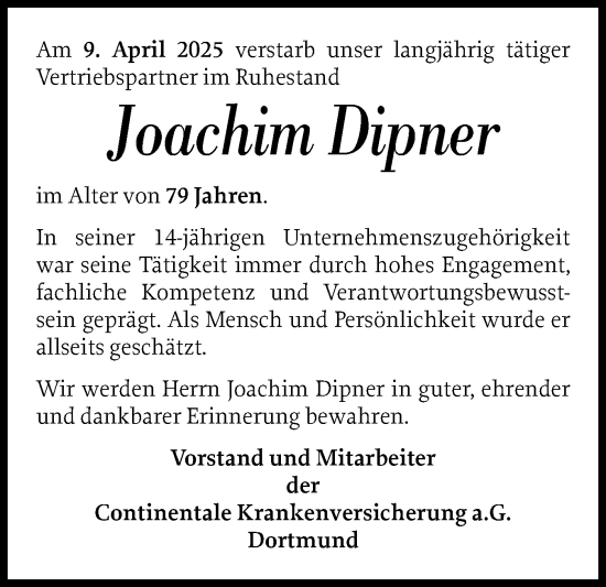 Traueranzeige von Joachim Dipner von Wedel-Schulauer Tageblatt, tip Wedel-Schulauer Tageblatt, tip Rissener Rundschau
