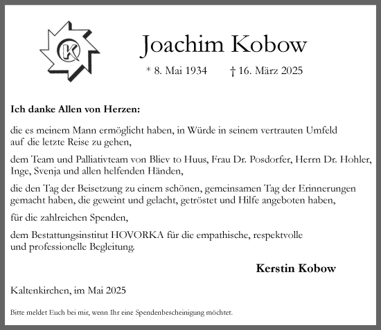 Traueranzeige von Joachim Kobow von Umschau