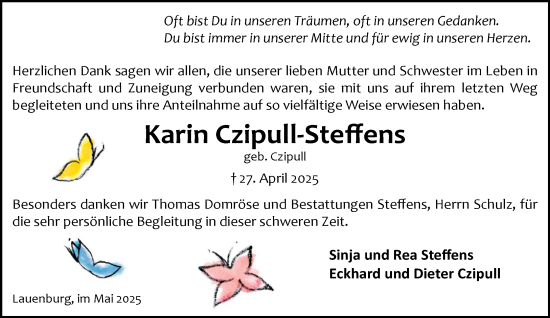 Traueranzeige von Karin Czipull-Steffens von Wochenend Anzeiger