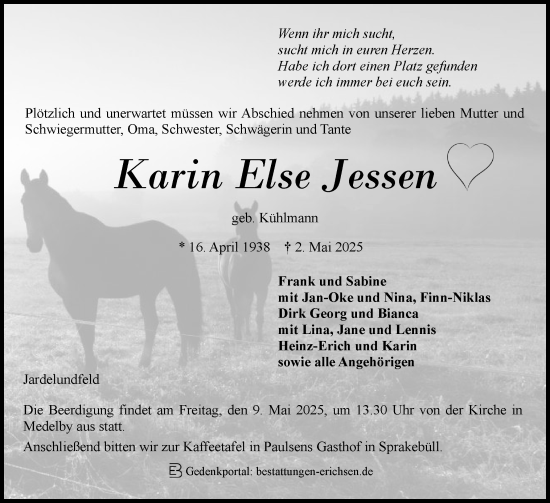 Traueranzeige von Karin Else Jessen von Region Flensburg