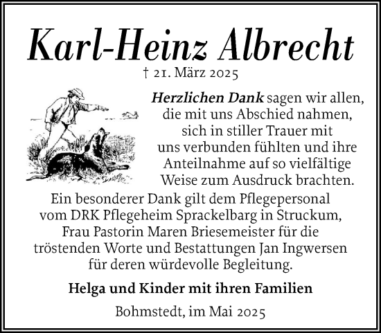 Traueranzeige von Karl-Heinz Albrecht von Husumer Nachrichten, Nordfriesland Tageblatt