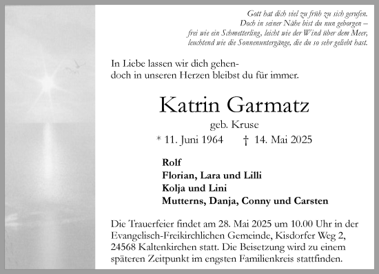Traueranzeige von Katrin Garmatz von Umschau
