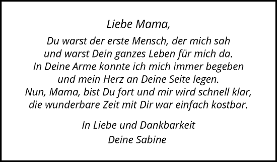 Traueranzeige von Mama  von Holsteinischer Courier