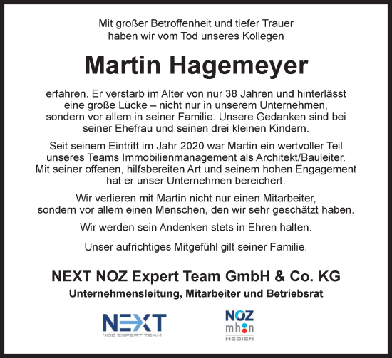 Traueranzeige von Martin Hagemeyer von Region Flensburg