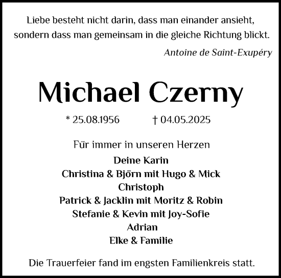 Traueranzeige von Michael Czerny von Norddeutsche Rundschau, Wilstersche Zeitung, Glückstädter Fortuna