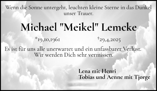 Traueranzeige von Michael Lemcke von Der Insel-Bote