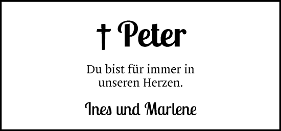 Traueranzeige von Peter  von Flensburger Tageblatt