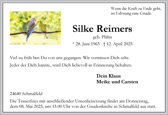 Traueranzeige von Silke Reimers von Umschau
