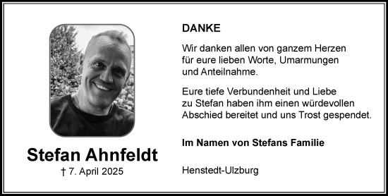 Traueranzeige von Stefan Ahnfeldt von Umschau