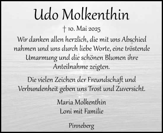 Traueranzeige von Udo Molkenthin von Region Pinneberg und tip Pinneberg