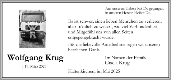 Traueranzeige von Wolfgang Krug von Umschau