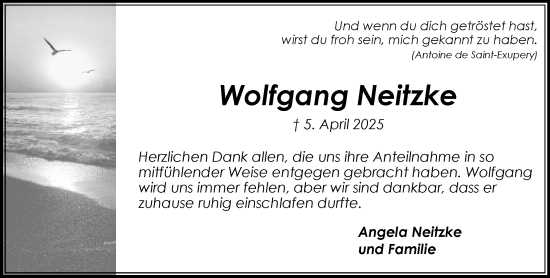 Traueranzeige von Wolfgang Neitzke von MARKT Bad Oldesloe/Reinfeld und Stormarner Tageblatt