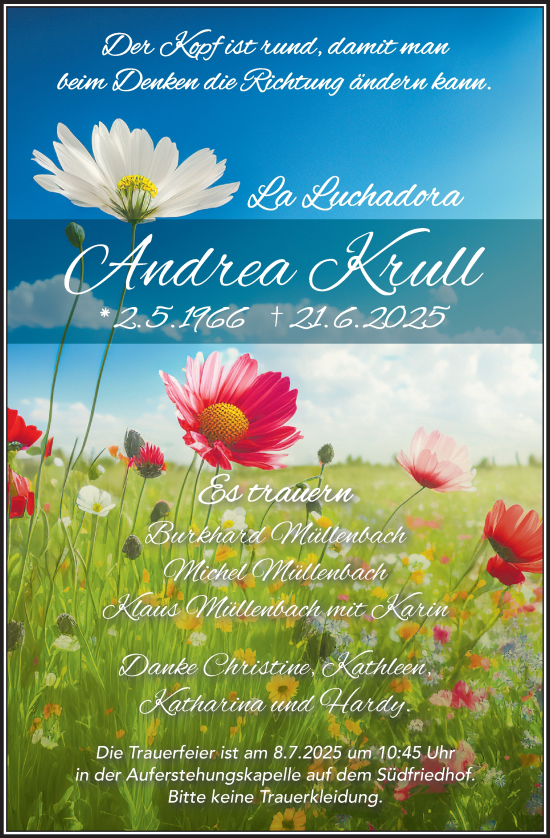 Traueranzeige von Andrea Krull von Holsteinischer Courier