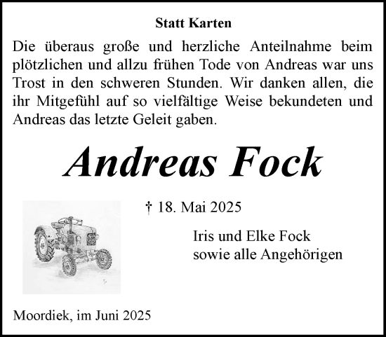 Traueranzeige von Andreas Fock von Elmshorner Nachrichten, Barmstedter Zeitung