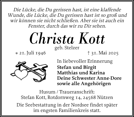 Traueranzeige von Christa Kott von Umschau