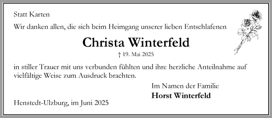 Traueranzeige von Christa Winterfeld von Umschau