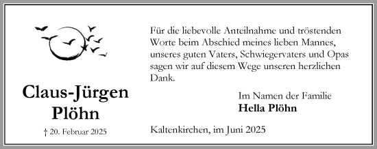 Traueranzeige von Claus-Jürgen Plöhn von Umschau