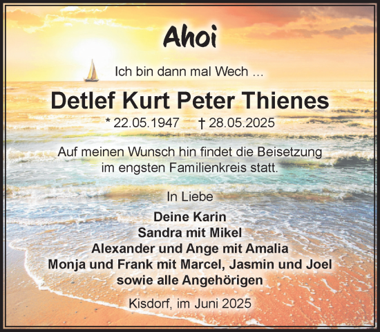 Traueranzeige von Detlef  Thienes von Umschau