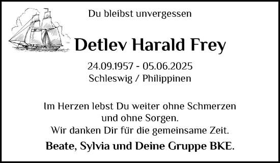 Traueranzeige von Detlev Harald Frey von Die WochenSchau Gesamtausgabe