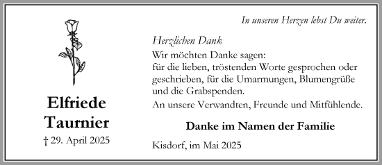 Traueranzeige von Elfriede Taurnier von Umschau