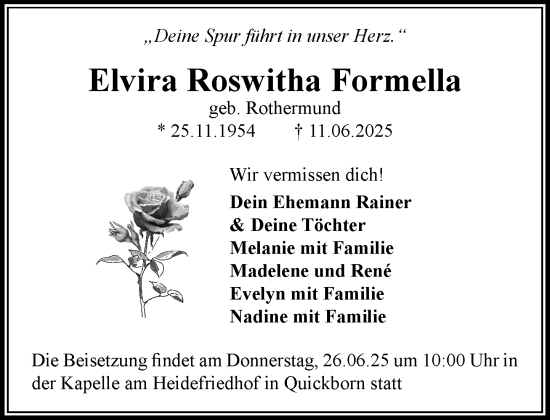 Traueranzeige von Elvira Roswitha Formella von Umschau