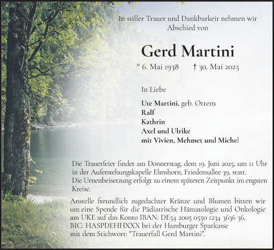 Traueranzeige von Gerd Martini von Elmshorner Nachrichten, Barmstedter Zeitung