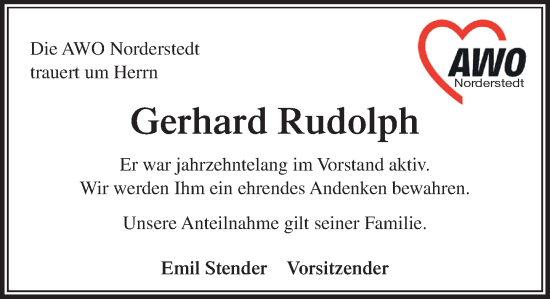 Traueranzeige von Gerhard Rudolph von Heimatspiegel