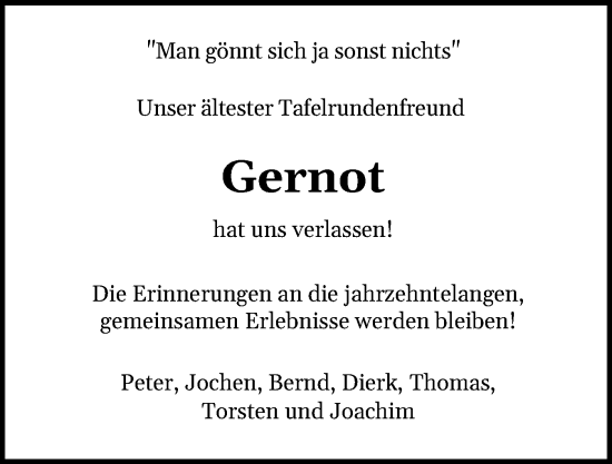 Traueranzeige von Gernot  von Region Flensburg