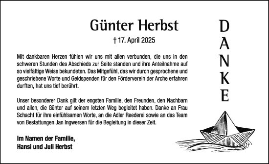 Traueranzeige von Günther  Herbst von Region Flensburg