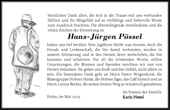 Traueranzeige von Hans-Jürgen Pössel von Schleswig-Holsteinische Landeszeitung