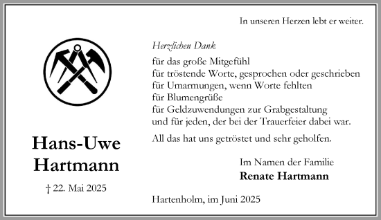 Traueranzeige von Hans-Uwe Hartmann von Umschau