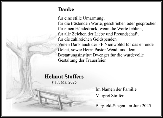 Traueranzeige von Helmut Stoffers von MARKT Ahrensburg/Bargteheide/Trittau und Stormarner Tageblatt