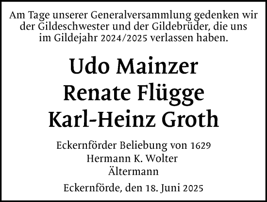 Traueranzeige von In Gedenken  von Eckernförder Zeitung, Hallo Eckernförde