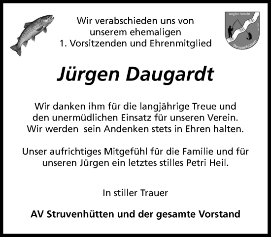 Traueranzeige von Jürgen Daugardt von Umschau