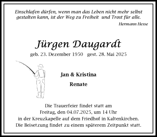 Traueranzeige von Jürgen Daugardt von Umschau