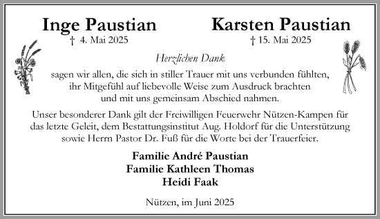 Traueranzeige von Karsten Paustian von Umschau
