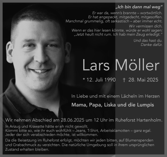 Traueranzeige von Lars Möller von Umschau