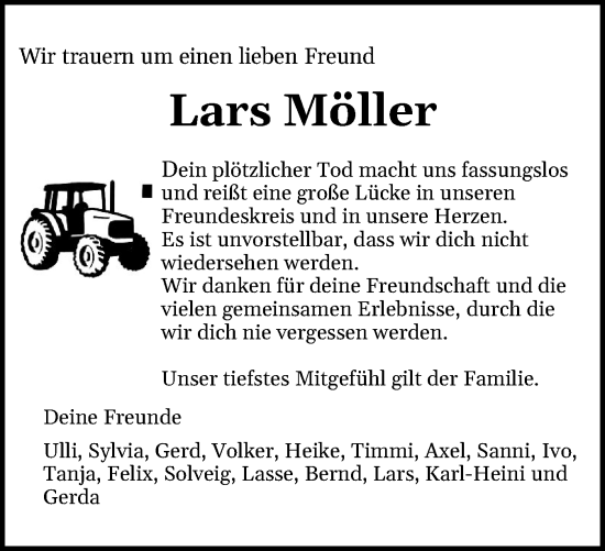 Traueranzeige von Lars Möller von Digitale Anzeige