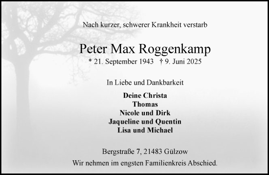 Traueranzeige von Peter  Roggenkamp von Wochenend Anzeiger