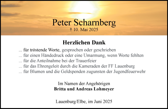 Traueranzeige von Peter Scharnberg von Wochenend Anzeiger