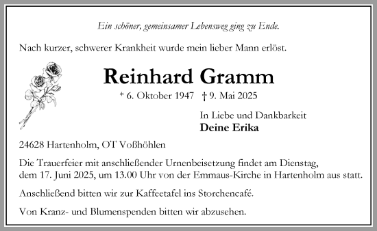 Traueranzeige von Reinhard Gramm von Umschau