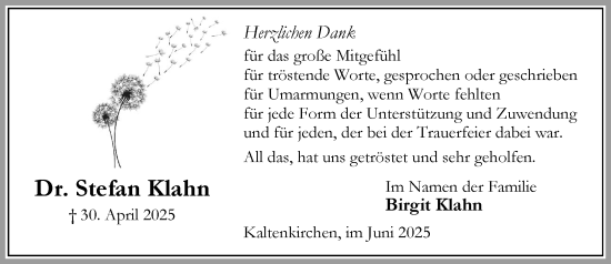 Traueranzeige von Stefan Klahn von Umschau