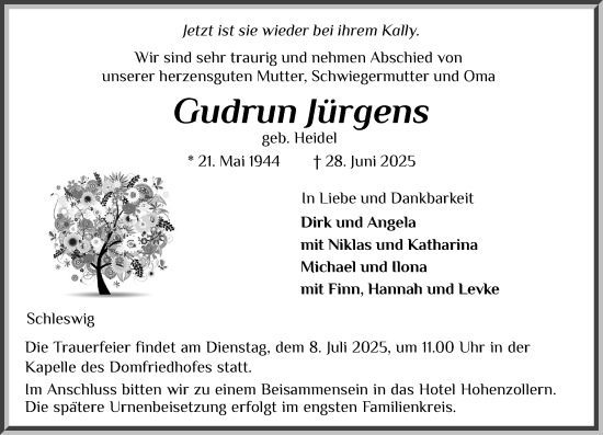Traueranzeige von Gudrun Jürgens von Schleswiger Nachrichten, Schlei-Bote