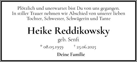 Traueranzeige von Heike Reddikowsky von Holsteinischer Courier